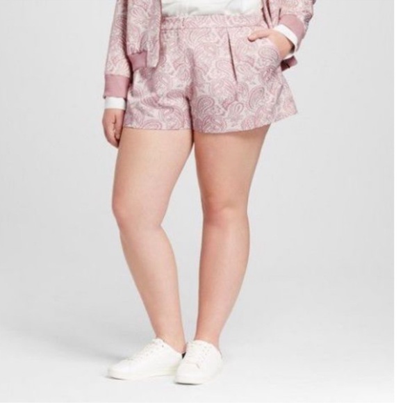 Victoria Beckham Target Women's  Blush‎ Floral Pleated Jacquard Short shorts NWT - Picture 3 of 3